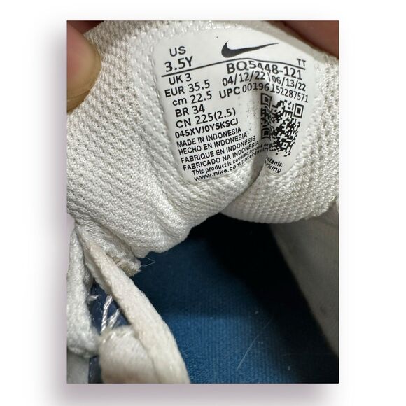 Nike Court Borough Low 2 (GS)‎ White/Navy Sz 3.5Y BQ5448 107 - Picture 7 of 8